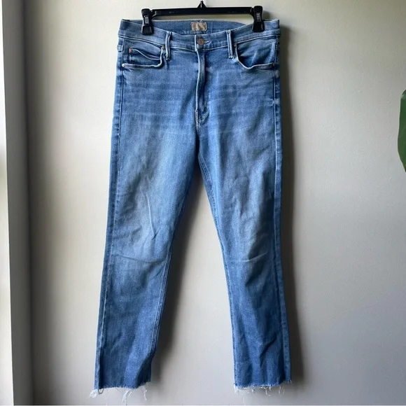 Mother The Mid-Rise Dazzler Ankle Fray Women’s Blue Denim Jeans Size 31 - Picture 5 of 15